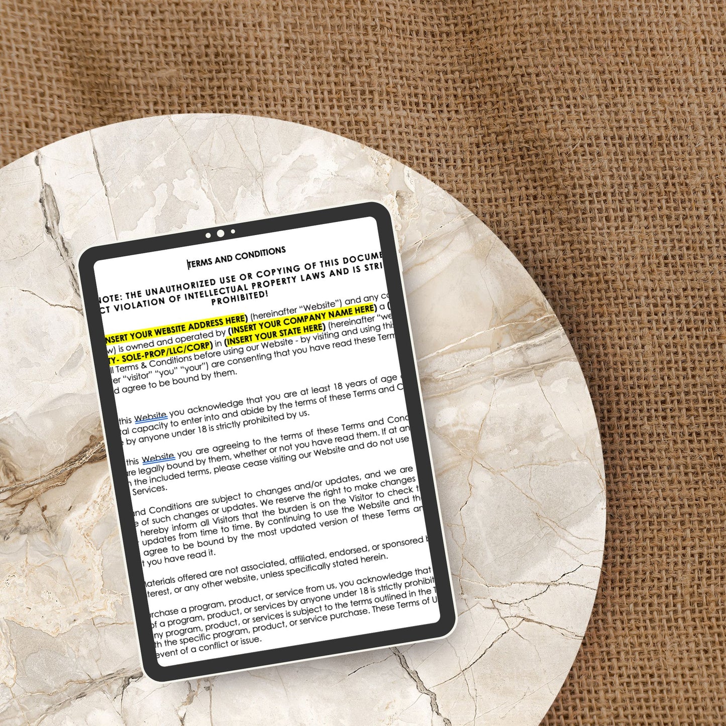 Website Documents and Client Agreement for Wedding & Event Vendors